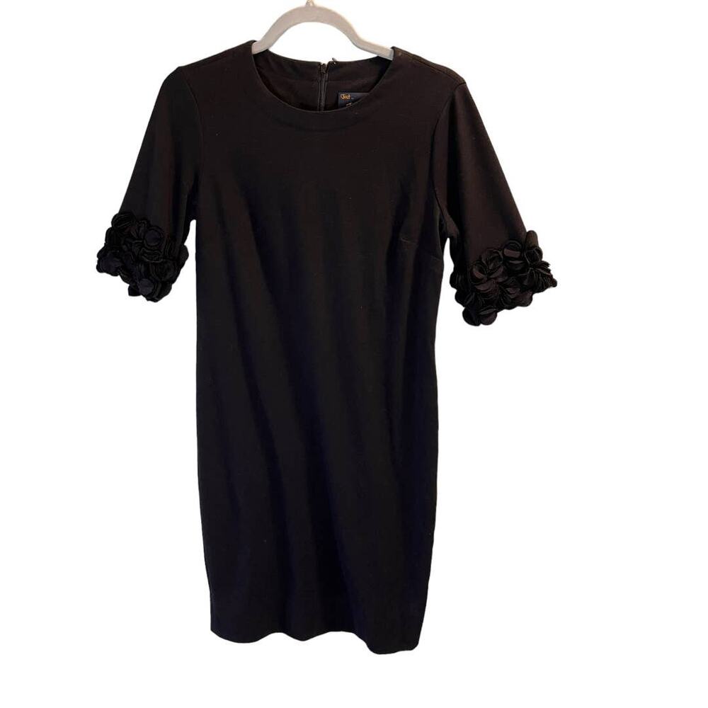Just Taylor Knit Fitted Bodycon Dress Size 8 Floral Applique Sleeves Stretchy